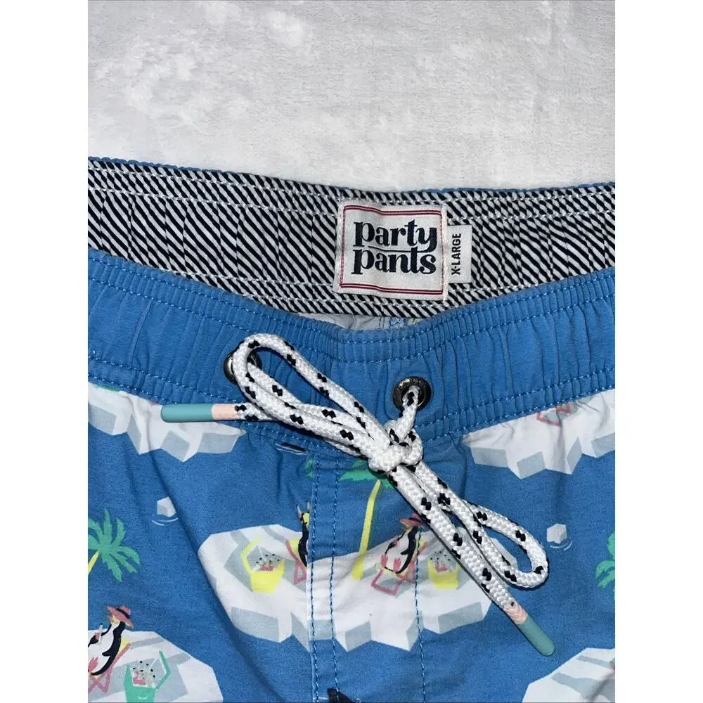 Party Pants Men's Swim Trunks Tropical Blue Size XL, X-LARGE SHORTS NEW NWT